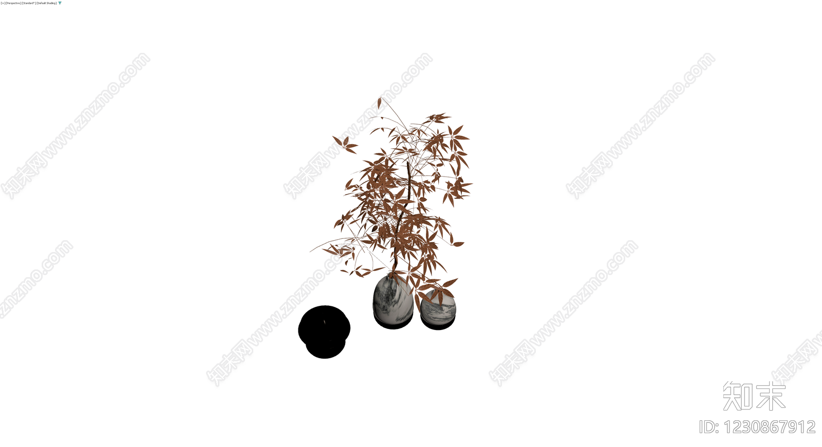 大理石纹花瓶盆栽组合3D模型下载【ID:1230867912】