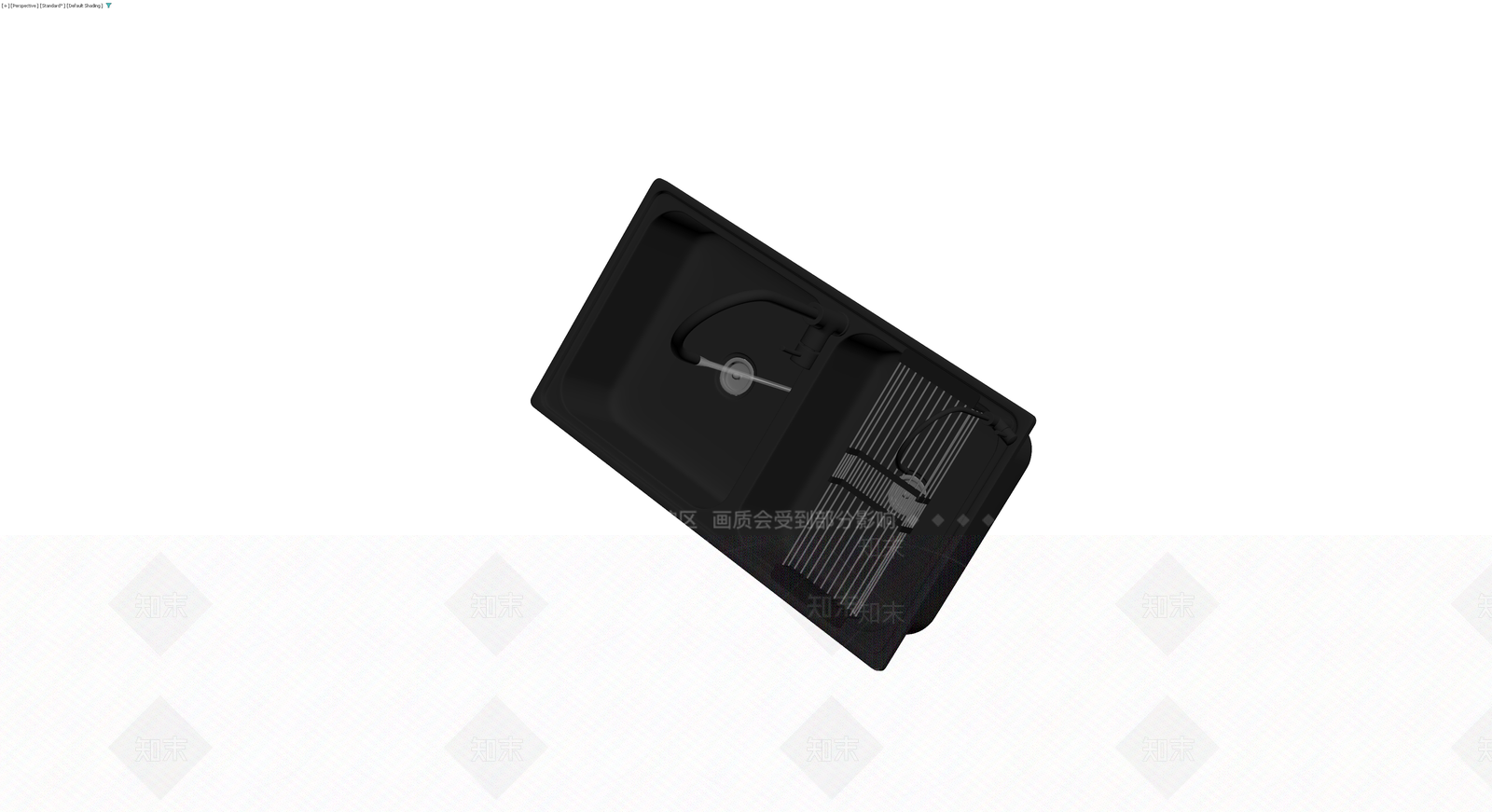 黑色双槽厨房水槽3D模型下载【ID:1230685851】