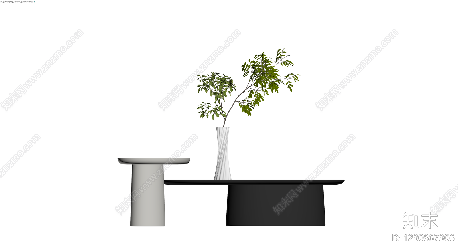 黑白组合茶几与花瓶3D模型下载【ID:1230867306】