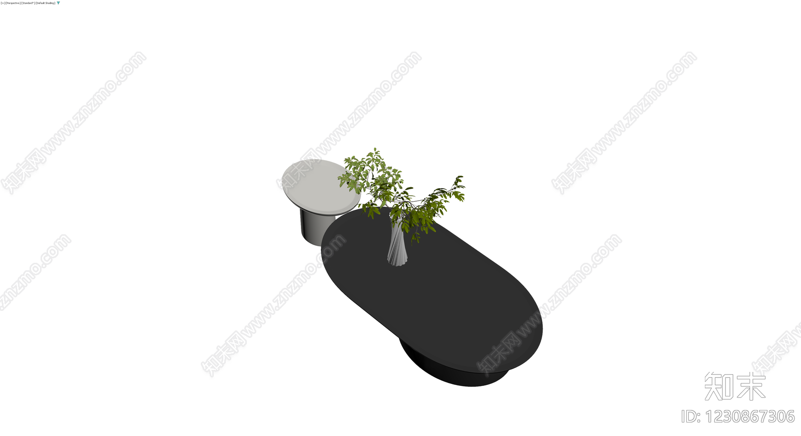 黑白组合茶几与花瓶3D模型下载【ID:1230867306】