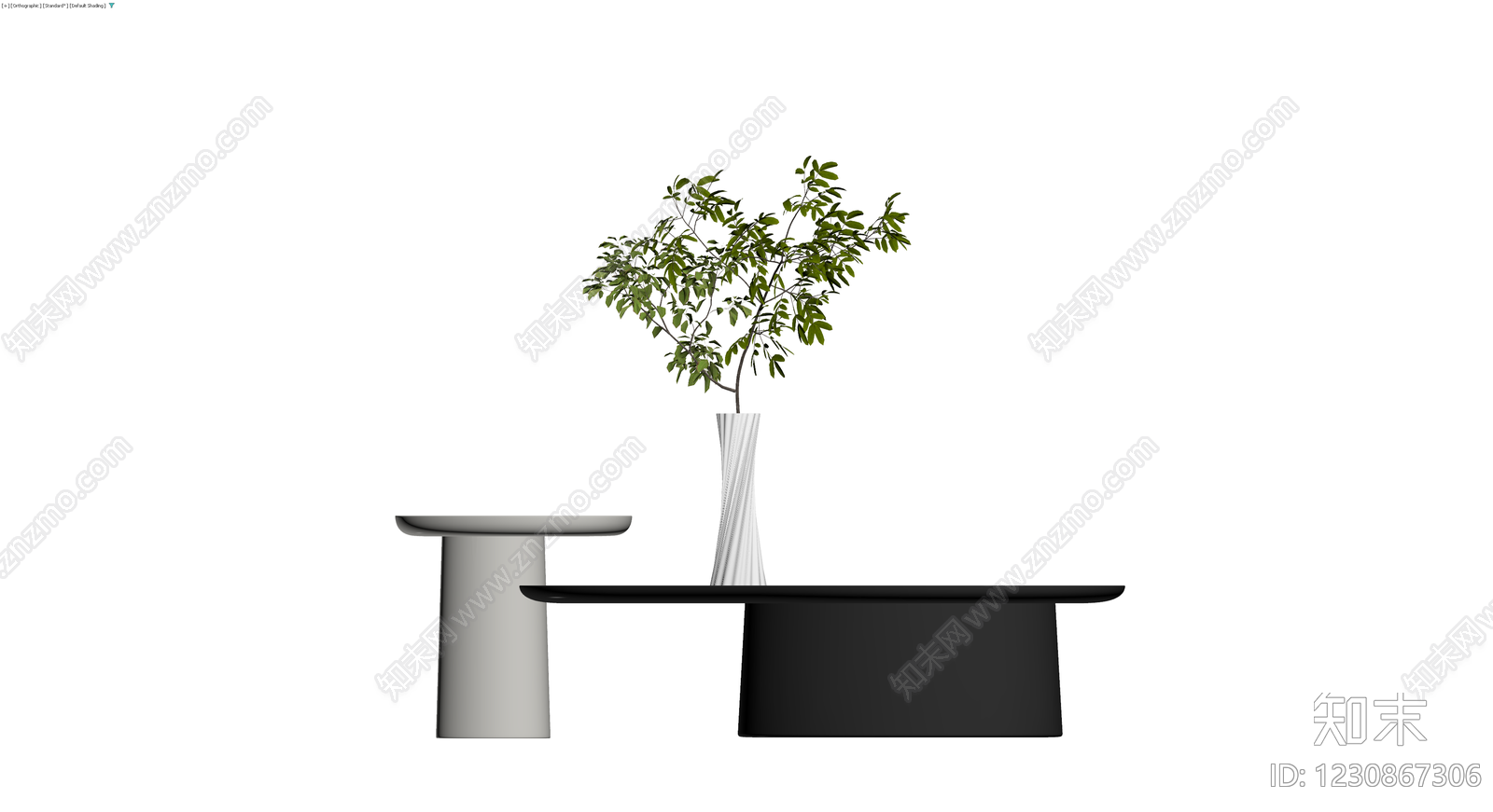 黑白组合茶几与花瓶3D模型下载【ID:1230867306】