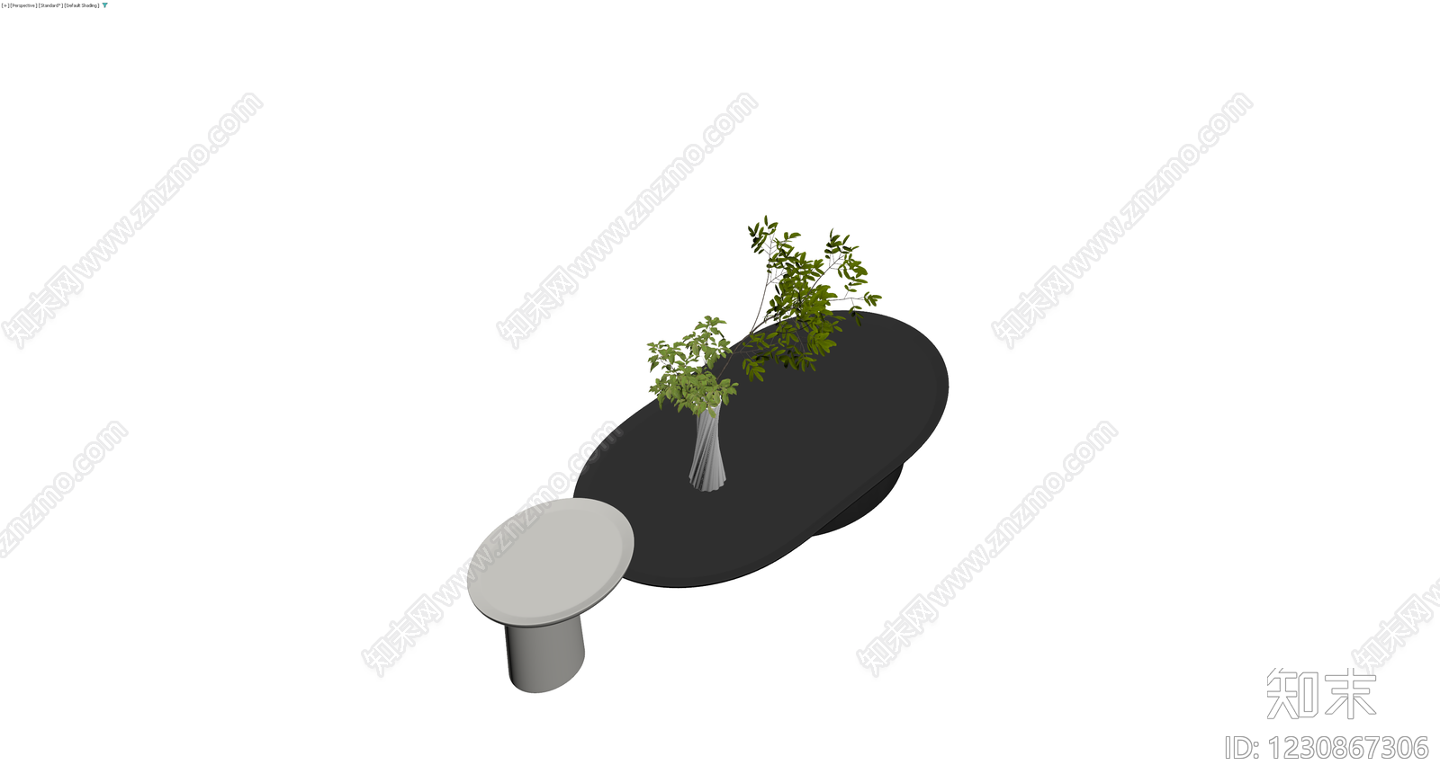 黑白组合茶几与花瓶3D模型下载【ID:1230867306】