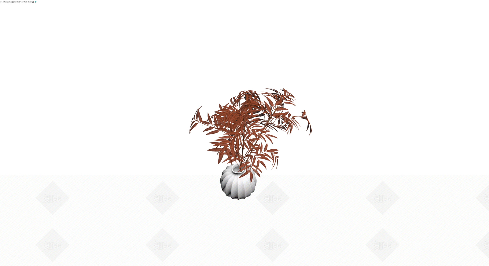 红叶植物配白色花瓶3D模型下载【ID:1229668736】