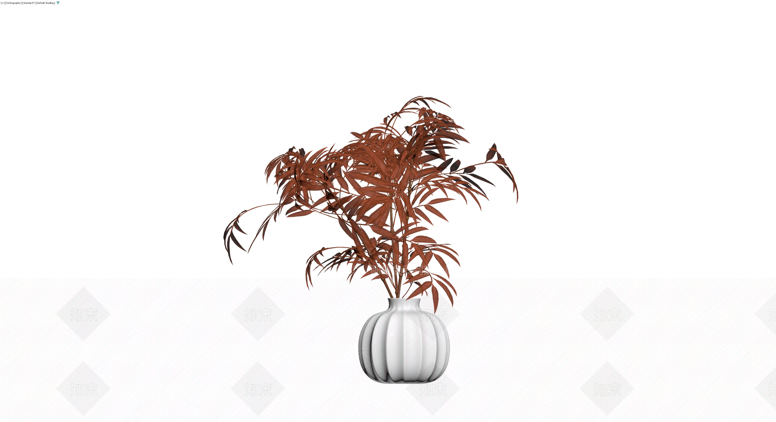 红叶植物配白色花瓶3D模型下载【ID:1229668736】