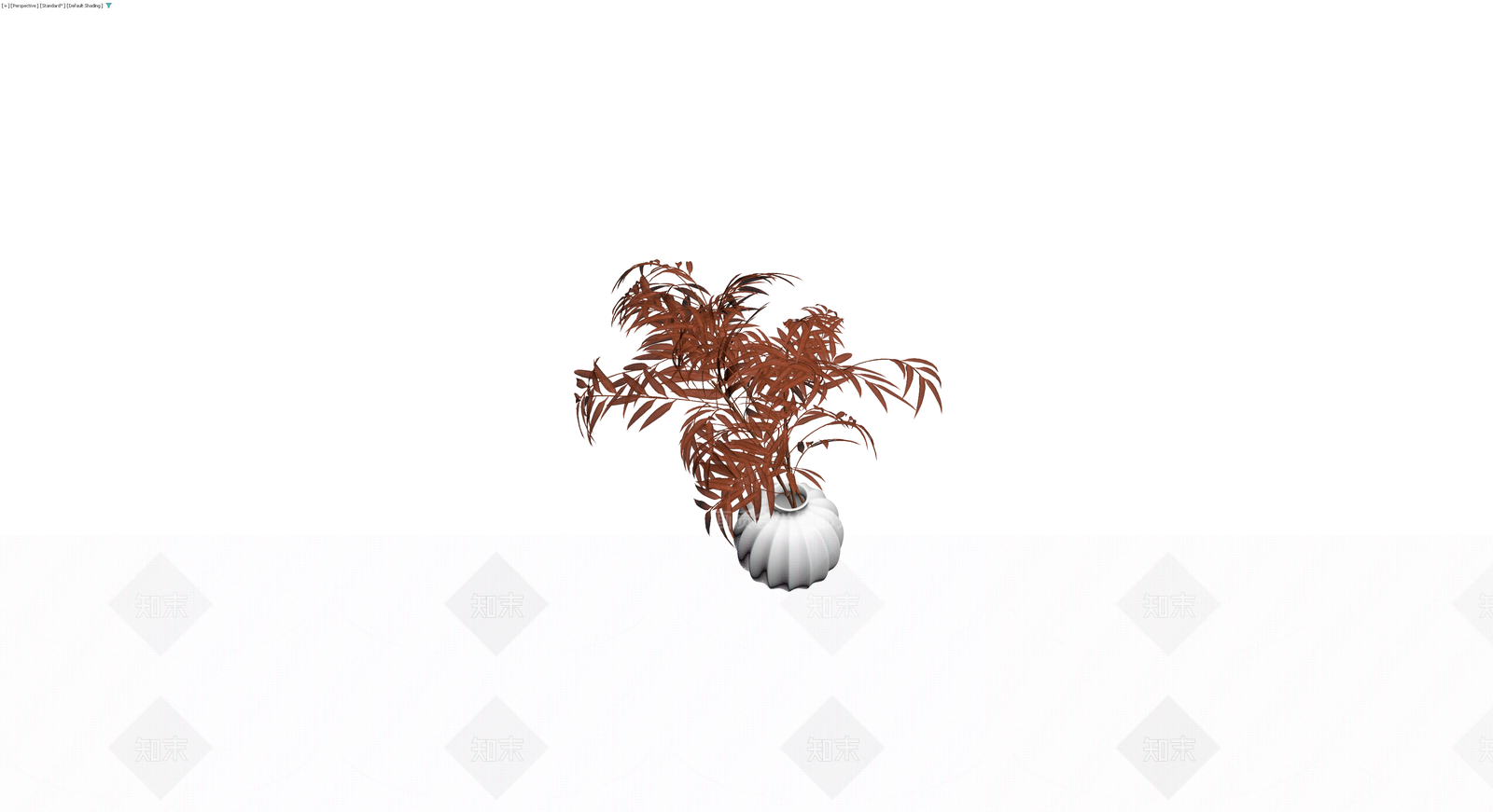 红叶植物配白色花瓶3D模型下载【ID:1229668736】