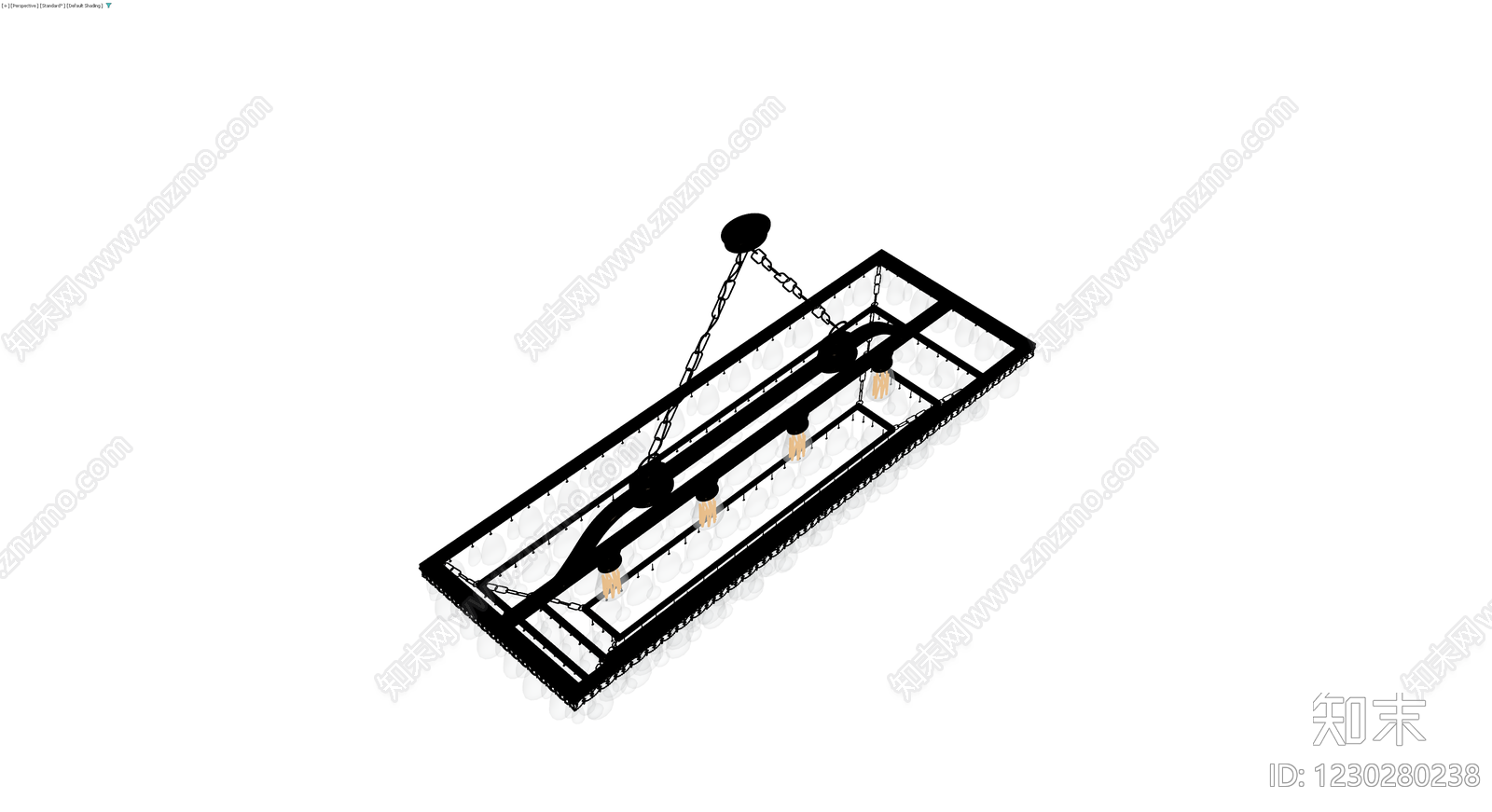 黑色框架水晶吊灯3D模型下载【ID:1230280238】