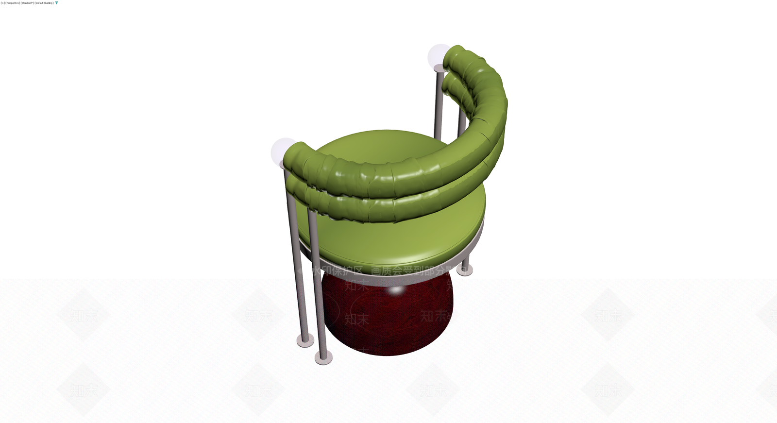 绿色软包圆椅3D模型下载【ID:1230093880】