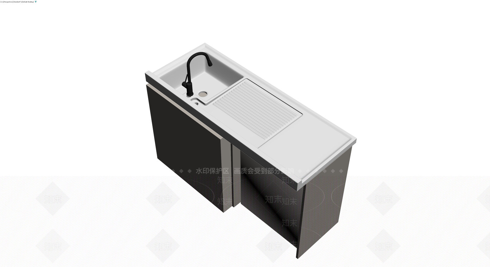 带洗衣机与洗衣池的柜体组合3D模型下载【ID:1230440265】