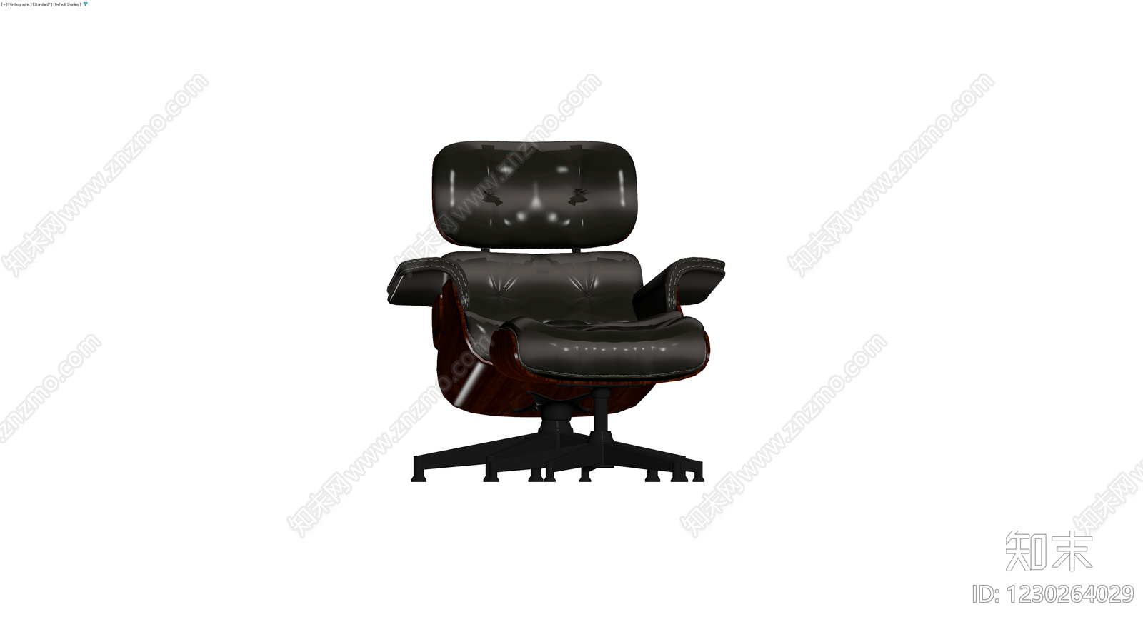 黑色真皮休闲椅脚凳3D模型下载【ID:1230264029】