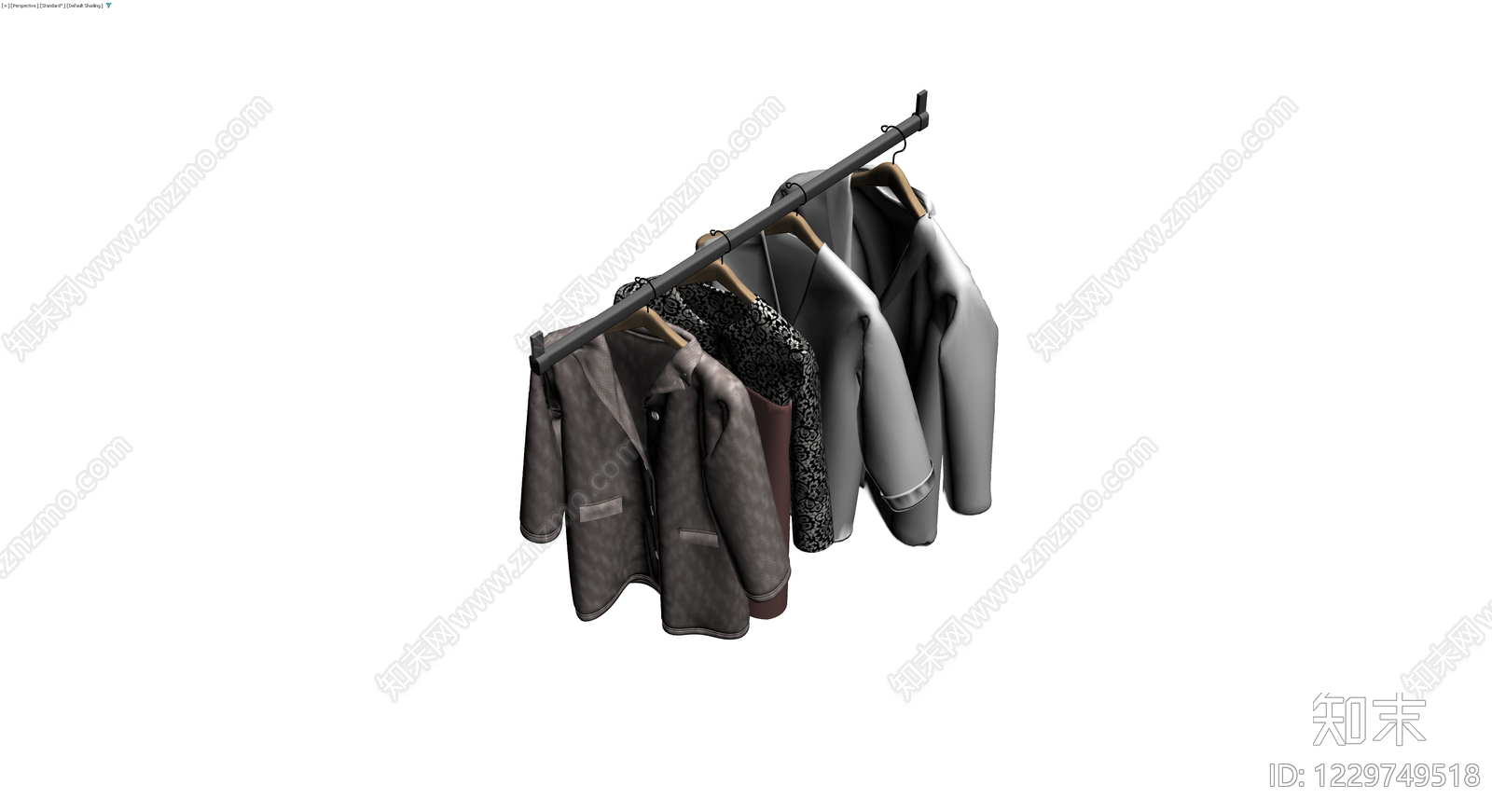 衣架挂四件服装组合3D模型下载【ID:1229749518】