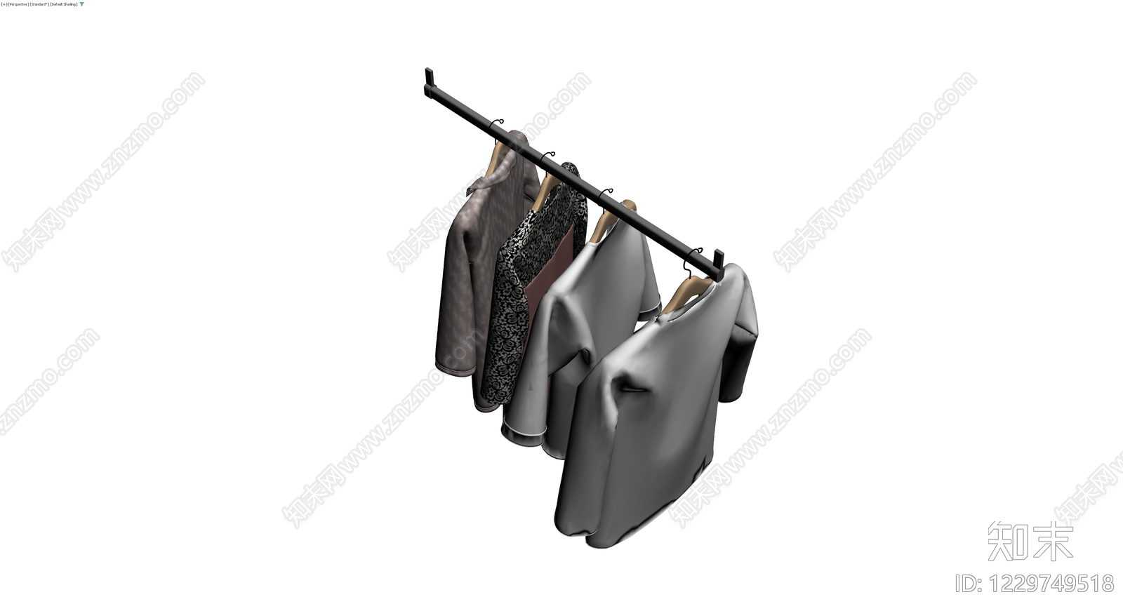衣架挂四件服装组合3D模型下载【ID:1229749518】