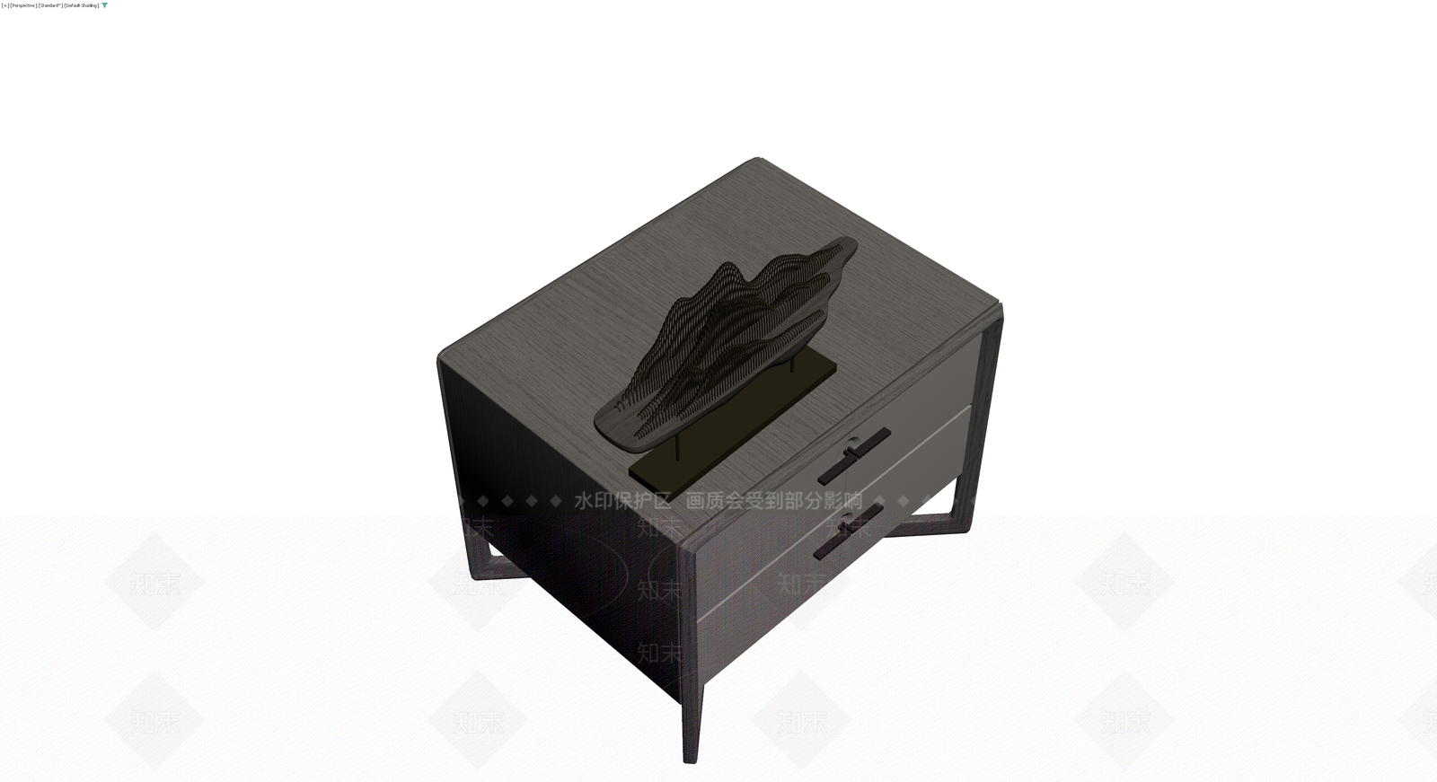 现代中式床头柜带摆件3D模型下载【ID:1230590434】
