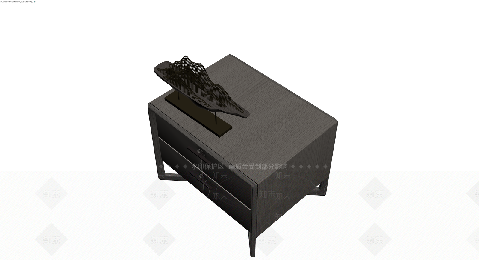 现代中式床头柜带摆件3D模型下载【ID:1230590434】