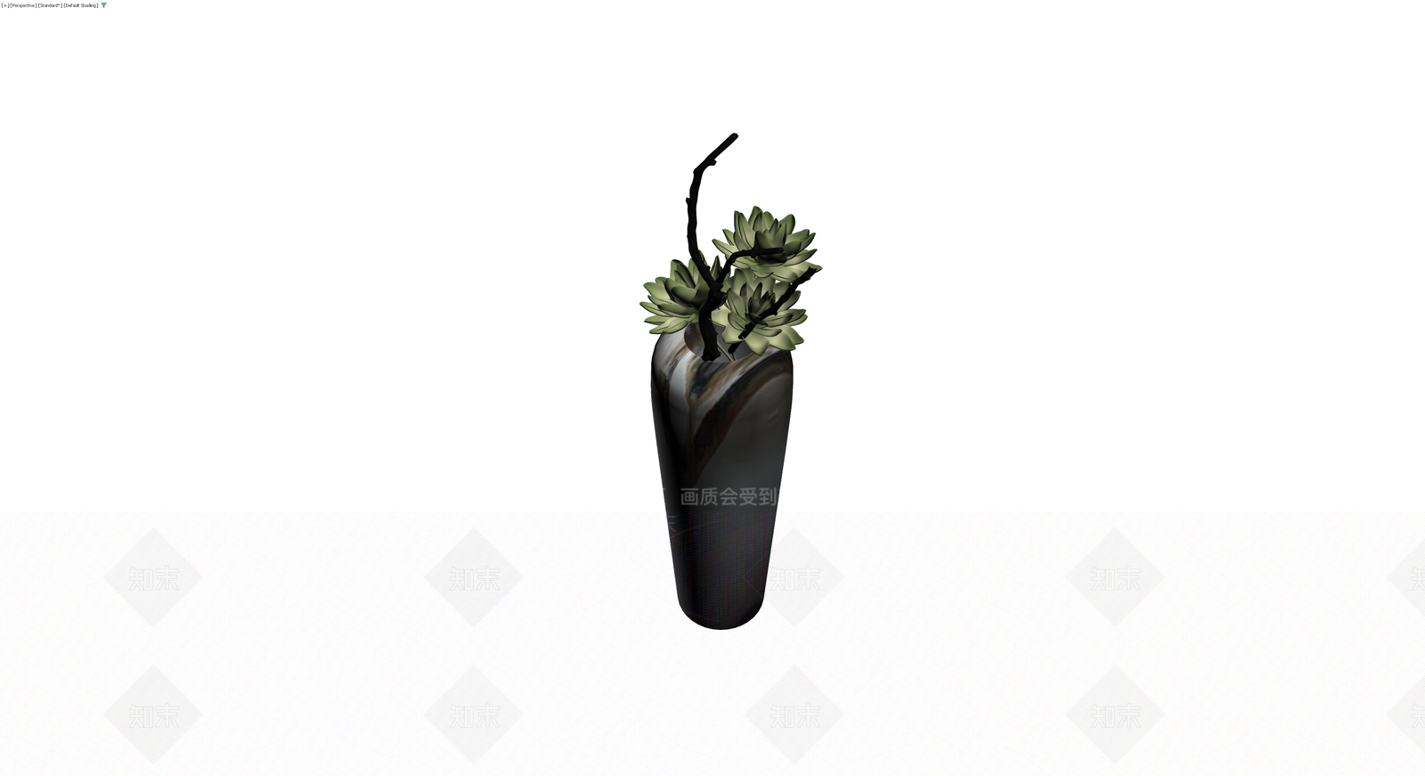 黑色花瓶多肉盆栽3D模型下载【ID:1229603400】