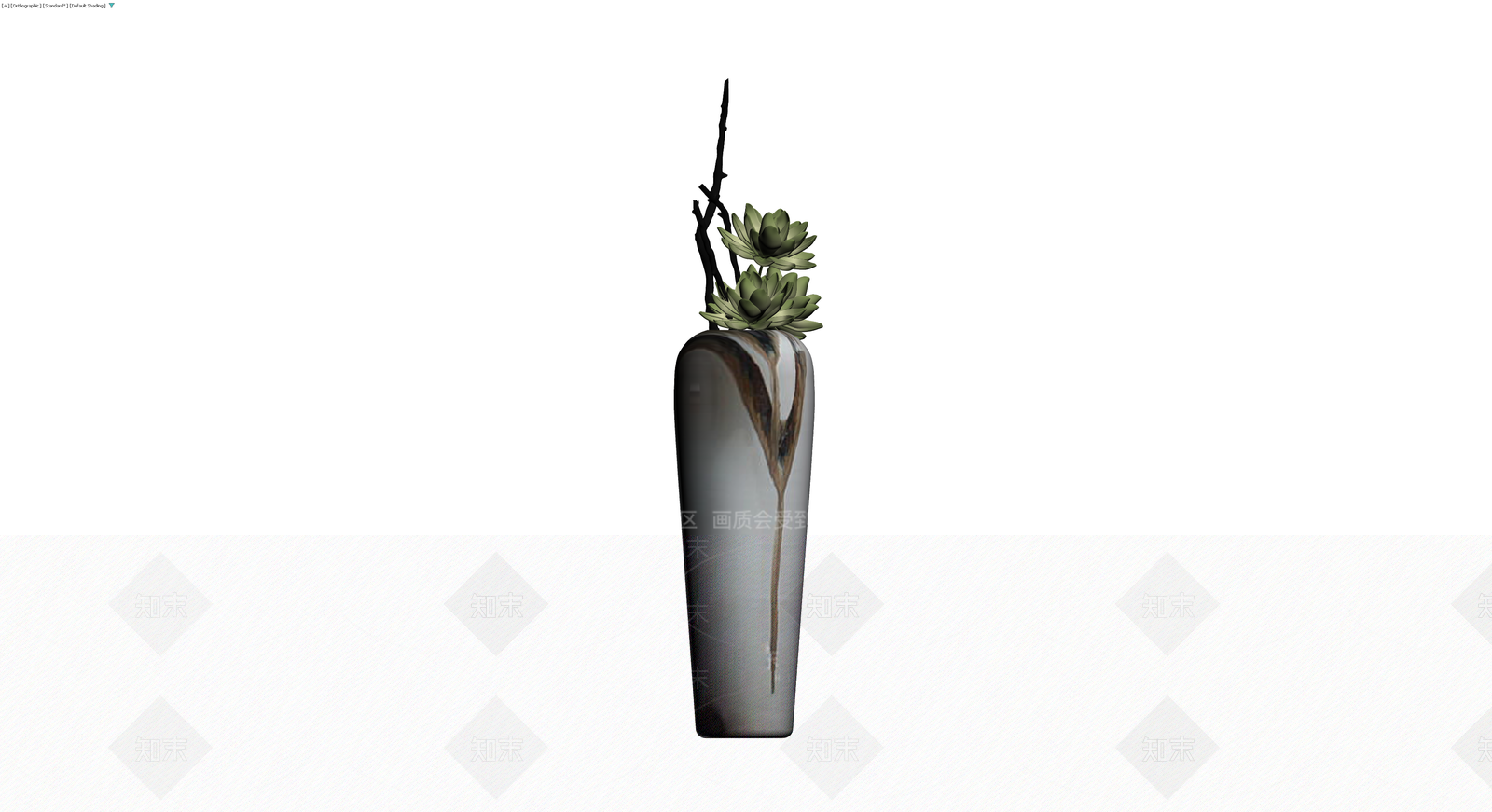 黑色花瓶多肉盆栽3D模型下载【ID:1229603400】