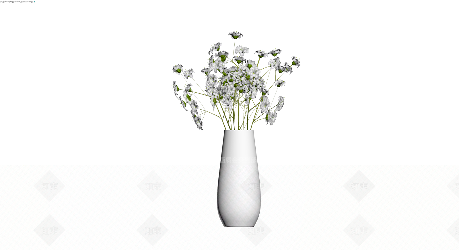 白花花瓶插花组合3D模型下载【ID:1230725176】