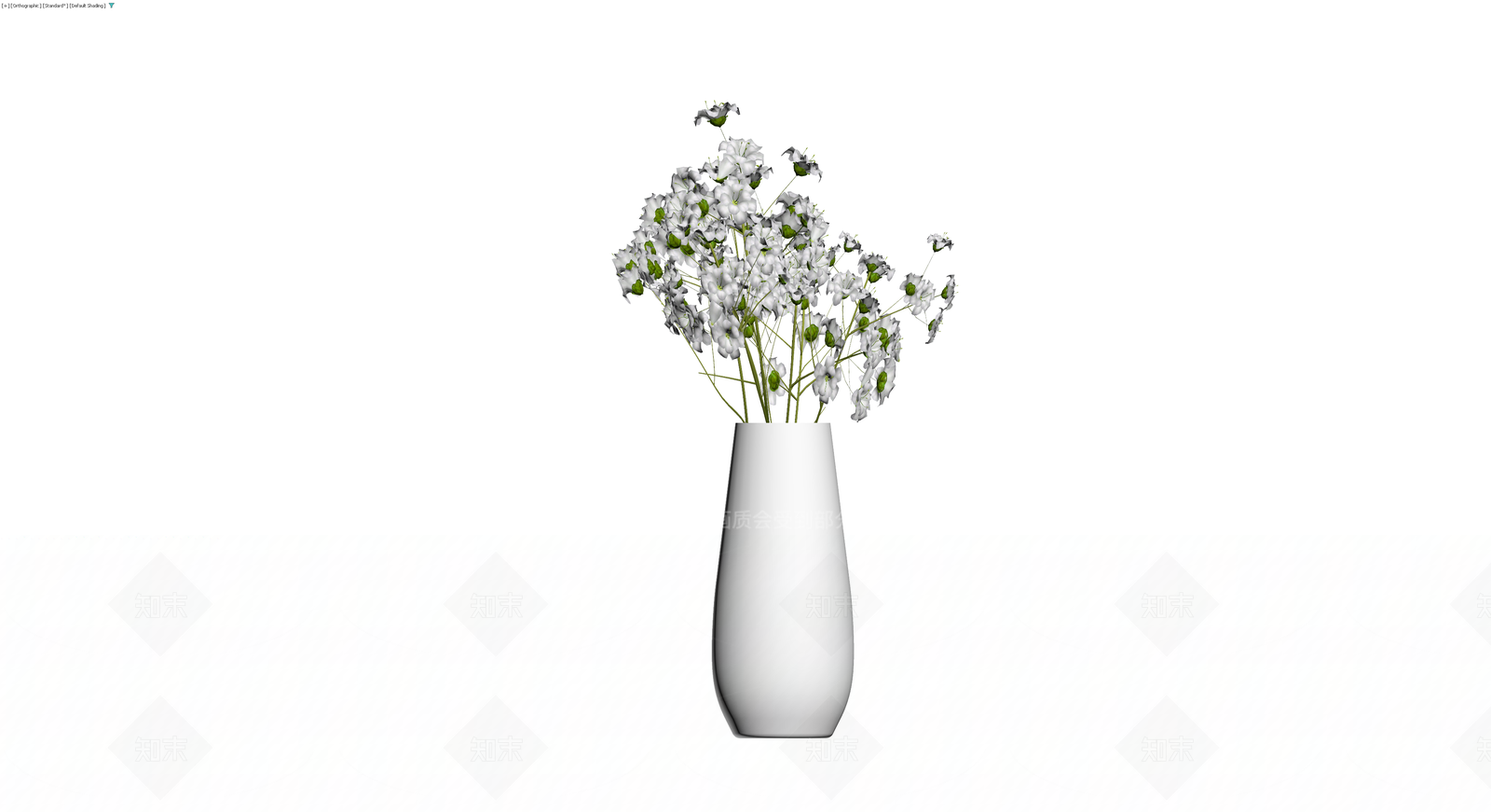 白花花瓶插花组合3D模型下载【ID:1230725176】
