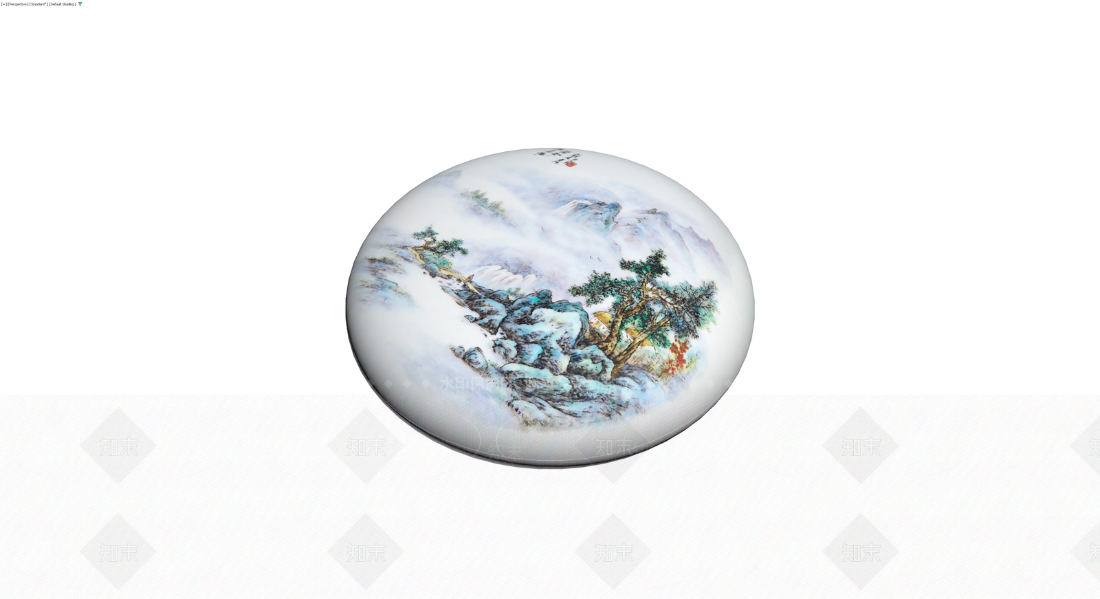 山水纹陶瓷器皿3D模型下载【ID:1230782888】