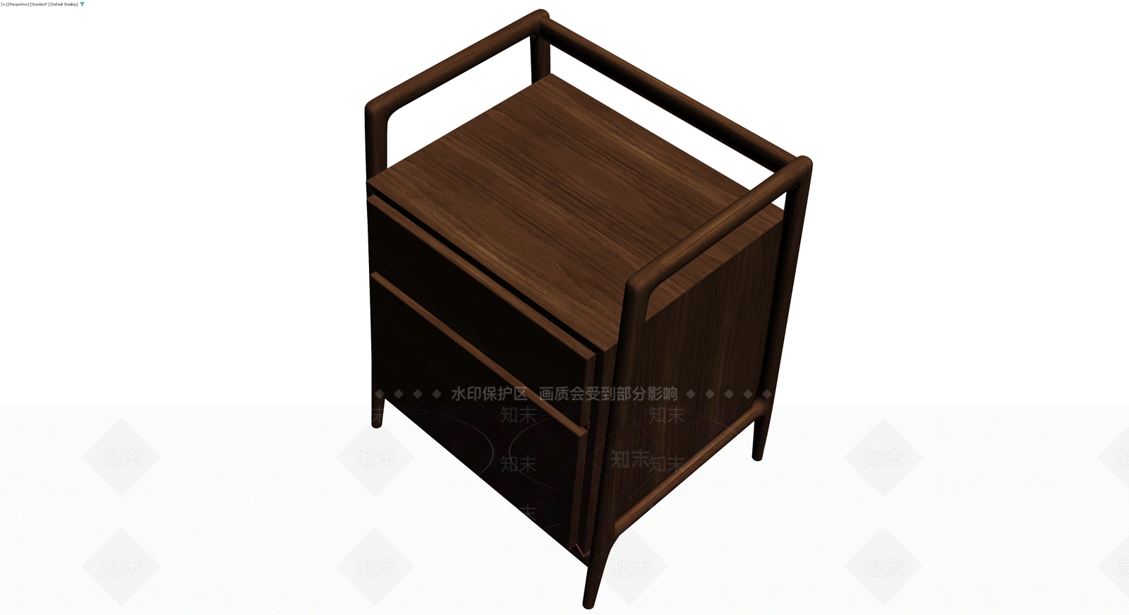 双抽屉木质床头柜3D模型下载【ID:1230419546】