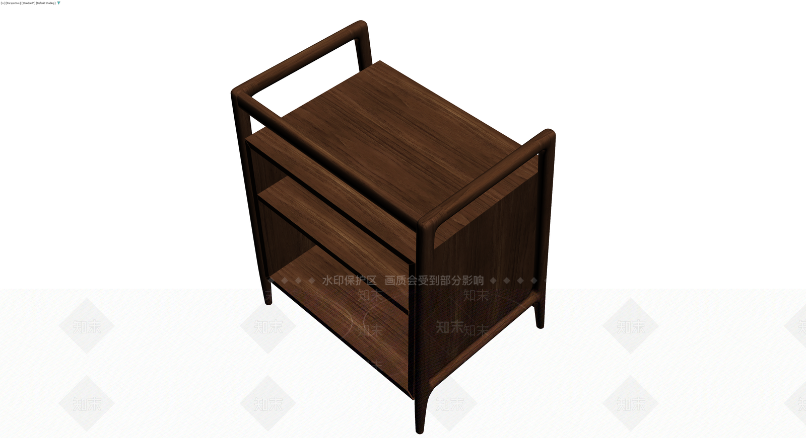 双抽屉木质床头柜3D模型下载【ID:1230419546】