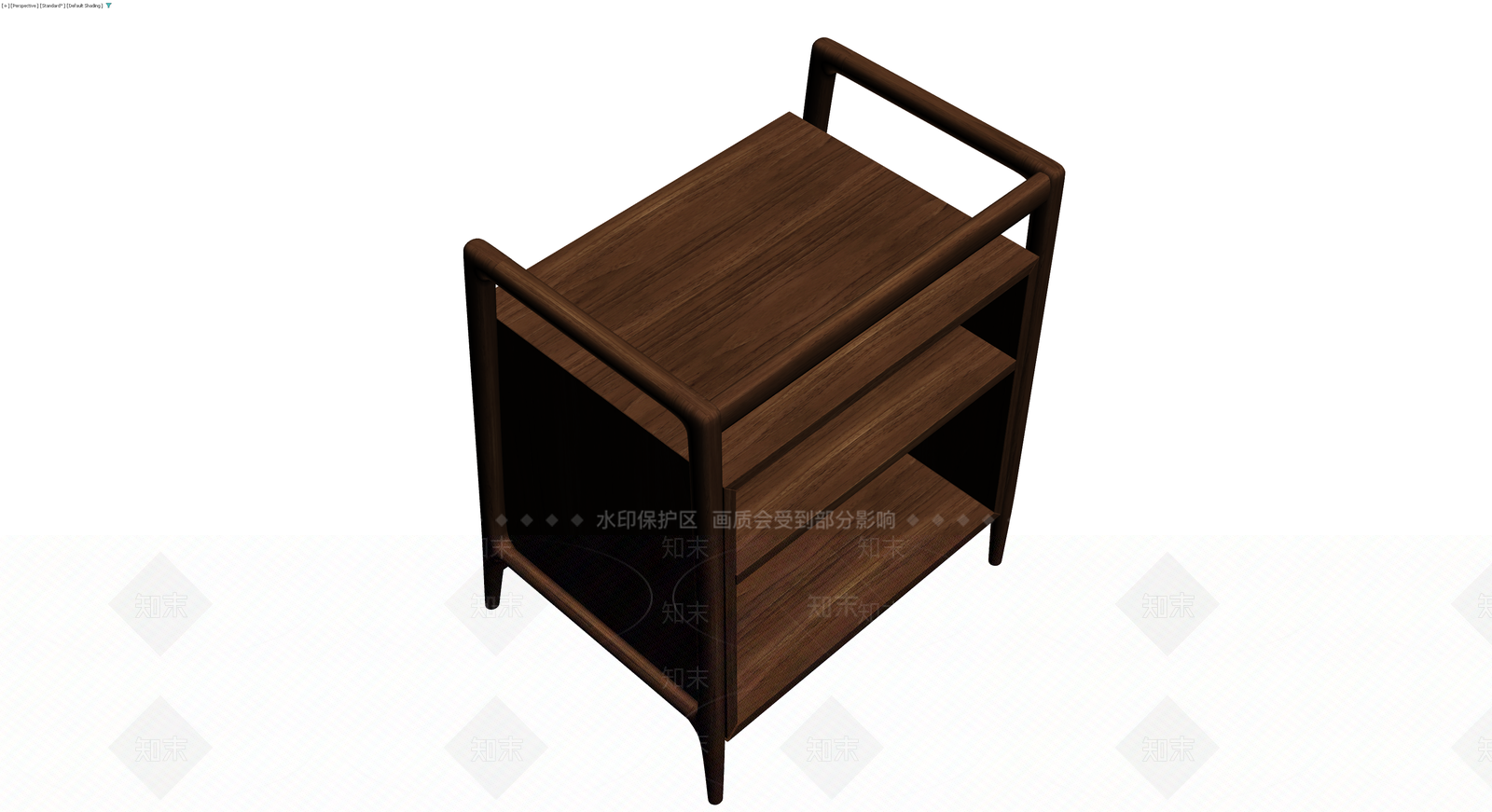 双抽屉木质床头柜3D模型下载【ID:1230419546】