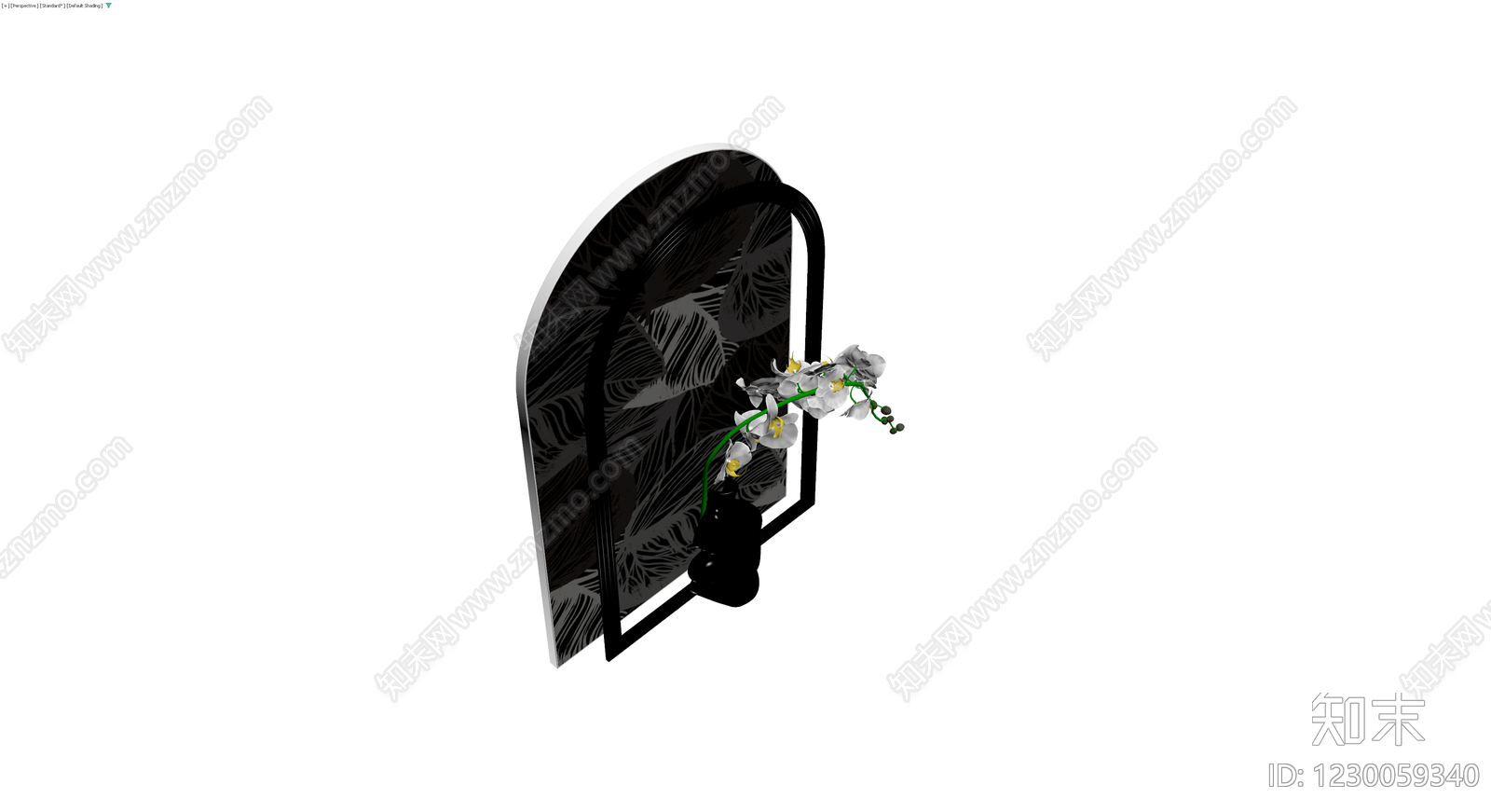 拱形屏风与花瓶组合3D模型下载【ID:1230059340】