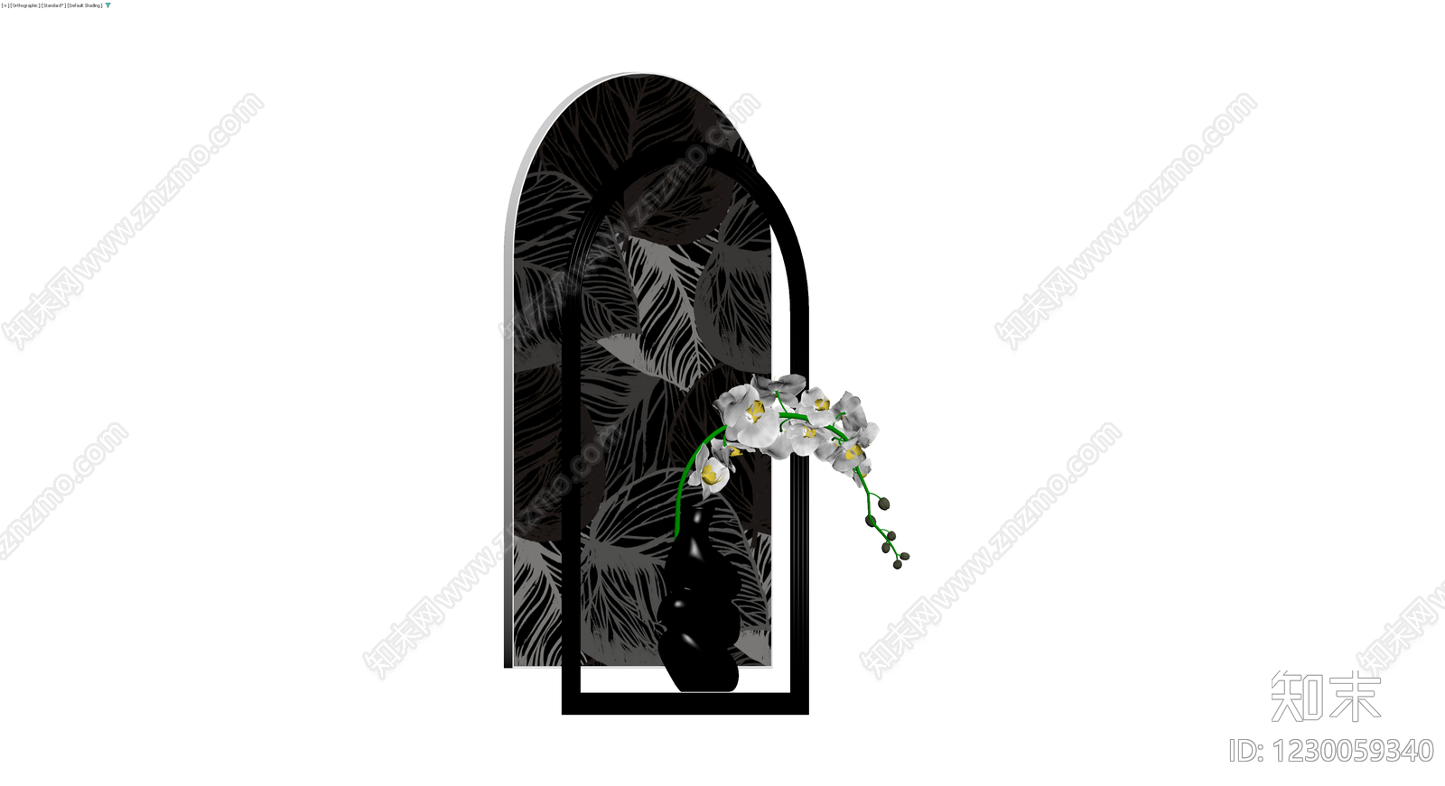 拱形屏风与花瓶组合3D模型下载【ID:1230059340】