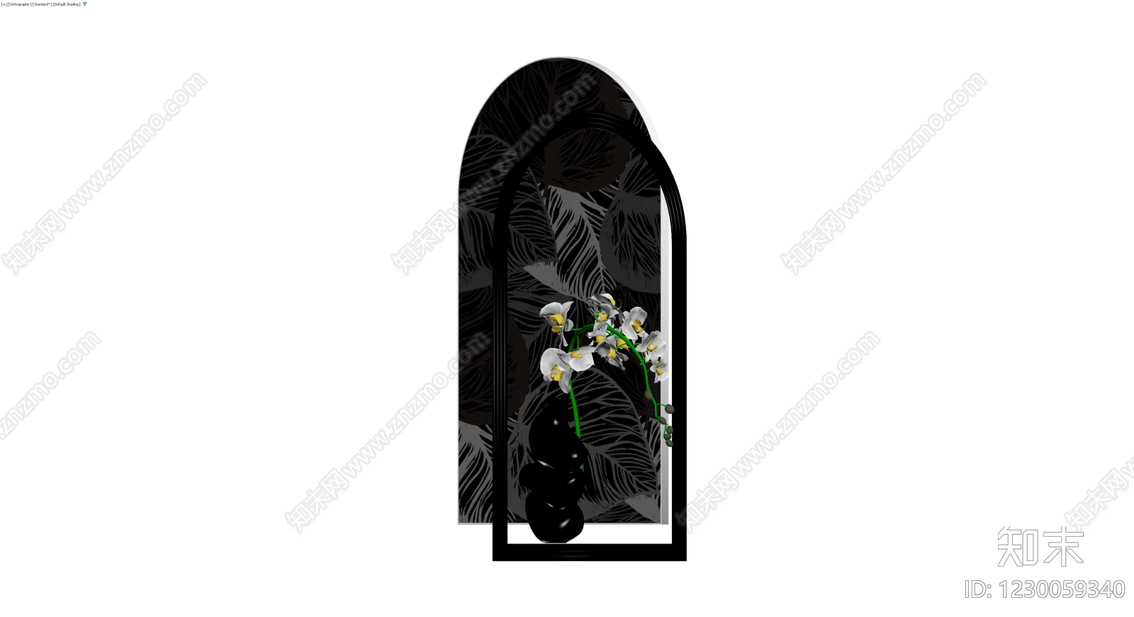 拱形屏风与花瓶组合3D模型下载【ID:1230059340】