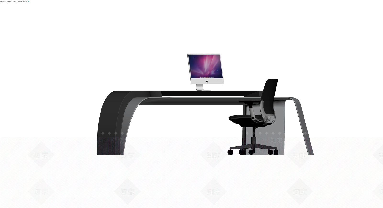 流线型双人办公桌3D模型下载【ID:1230143803】