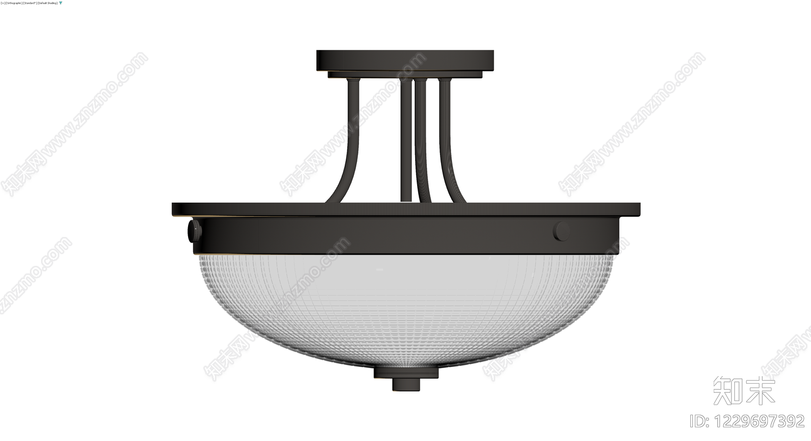 黑色半圆玻璃吸顶灯3D模型下载【ID:1229697392】