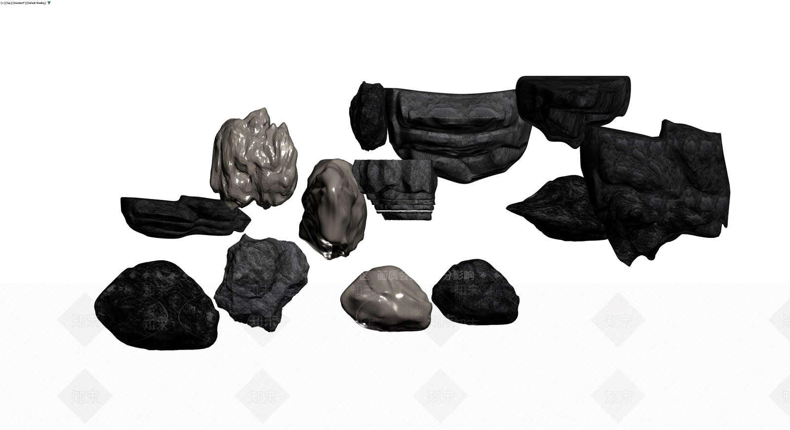 多材质景观石组合3D模型下载【ID:1229899970】