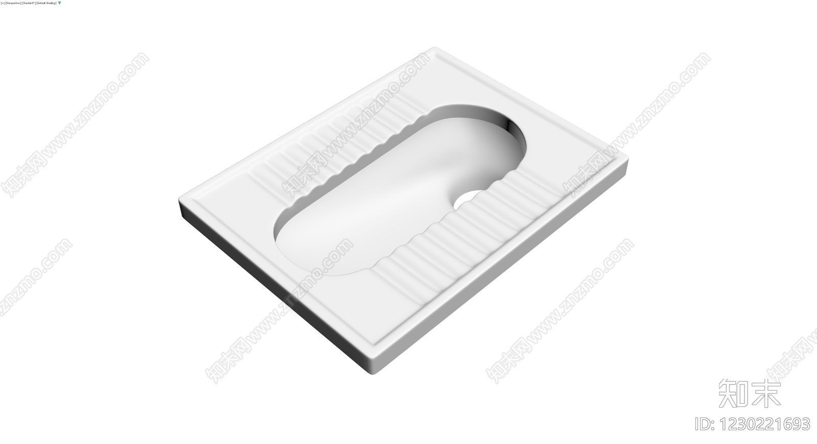 白色陶瓷蹲便器3D模型下载【ID:1230221693】