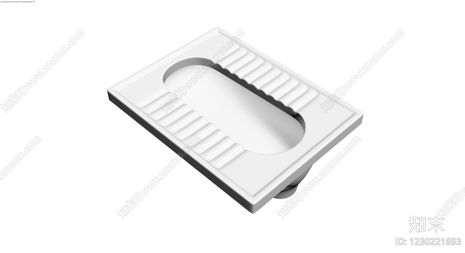 白色陶瓷蹲便器3D模型下载【ID:1230221693】