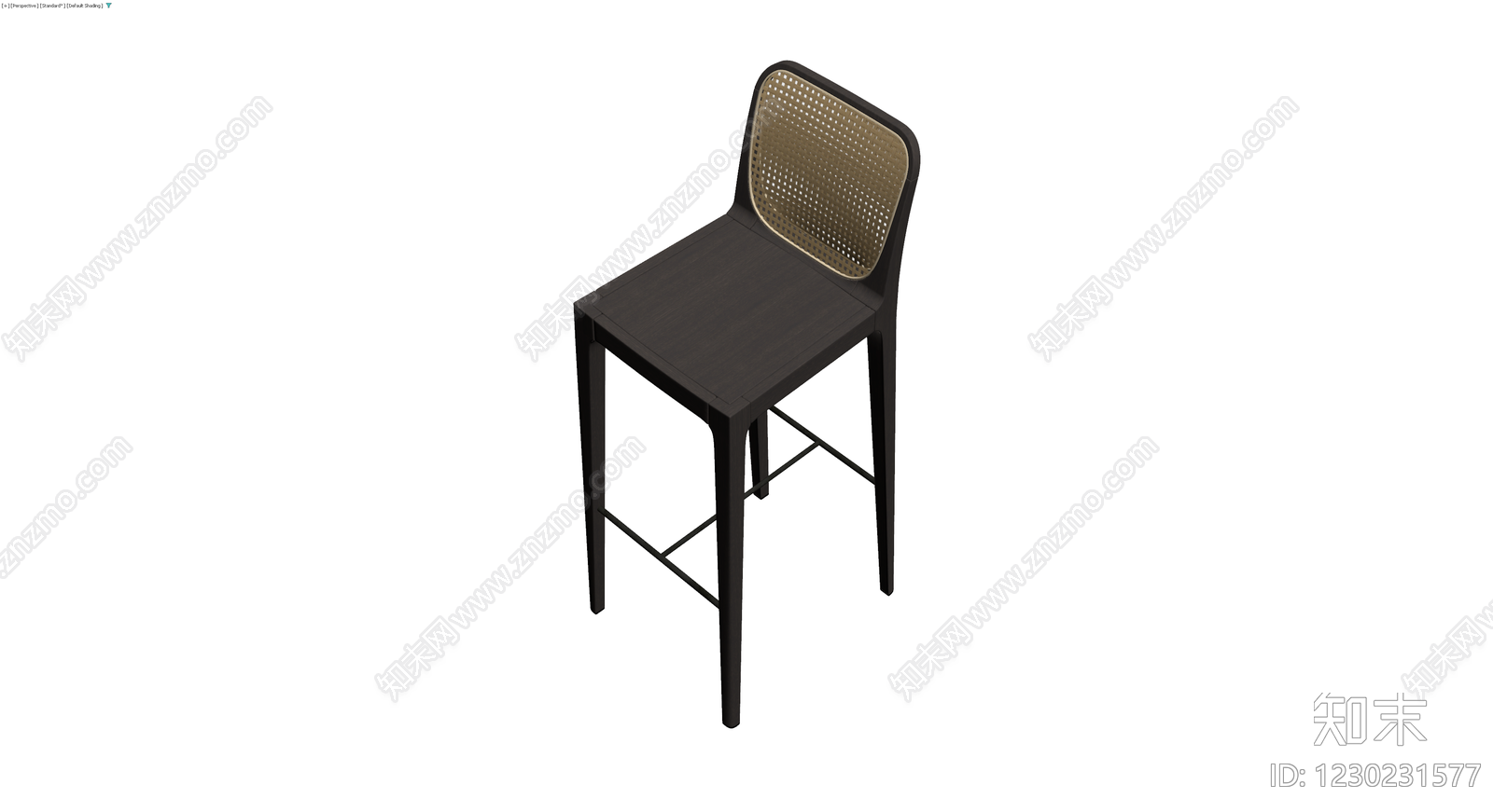 深色编织靠背高脚椅3D模型下载【ID:1230231577】