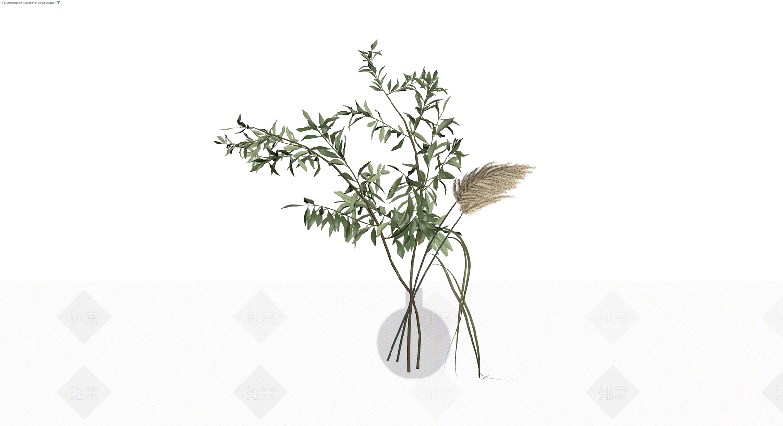 绿植盆栽组合（橄榄枝/芦苇）3D模型下载【ID:1229861342】