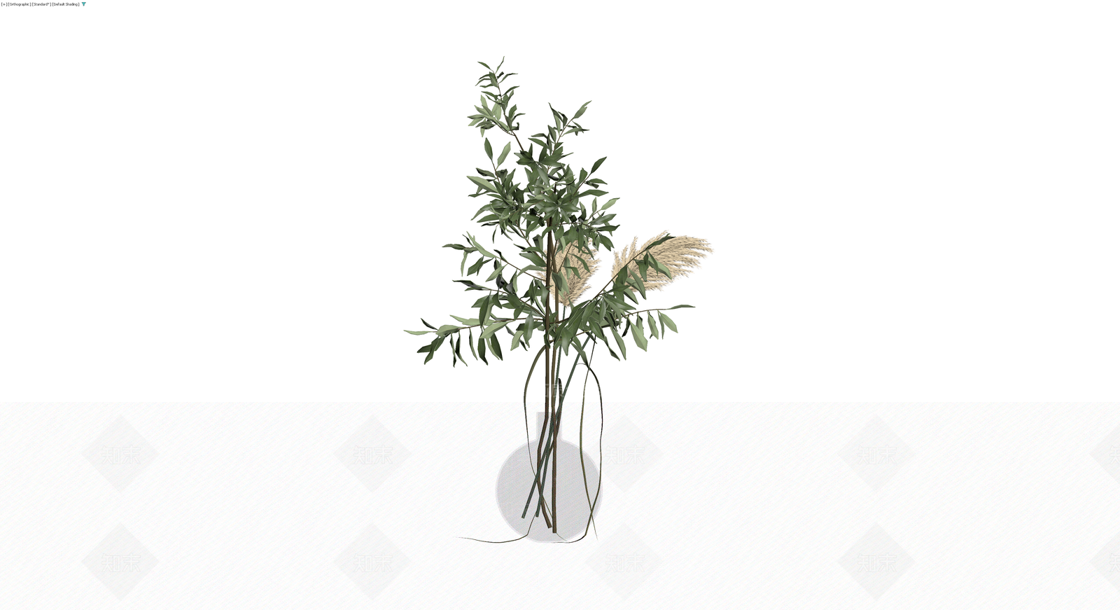 绿植盆栽组合（橄榄枝/芦苇）3D模型下载【ID:1229861342】