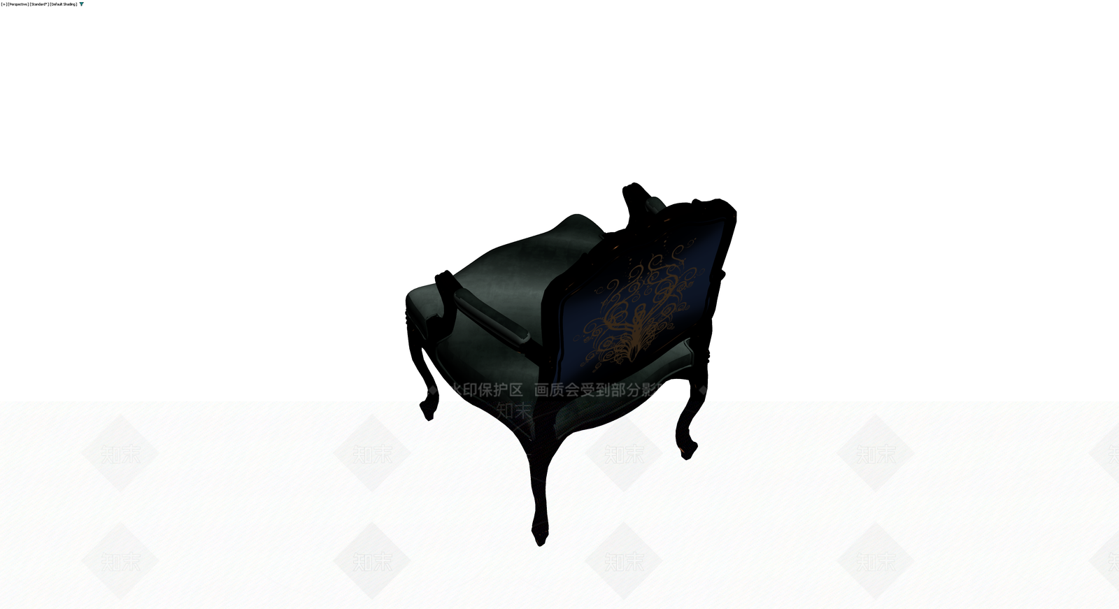 黑色雕花软包扶手椅3D模型下载【ID:1229664767】