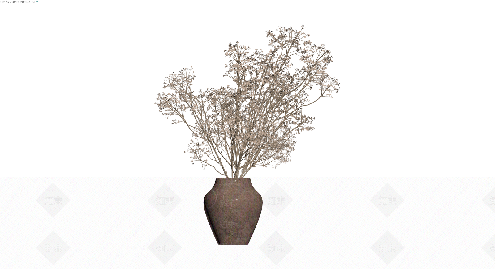 陶罐插干花盆栽3D模型下载【ID:1229856315】