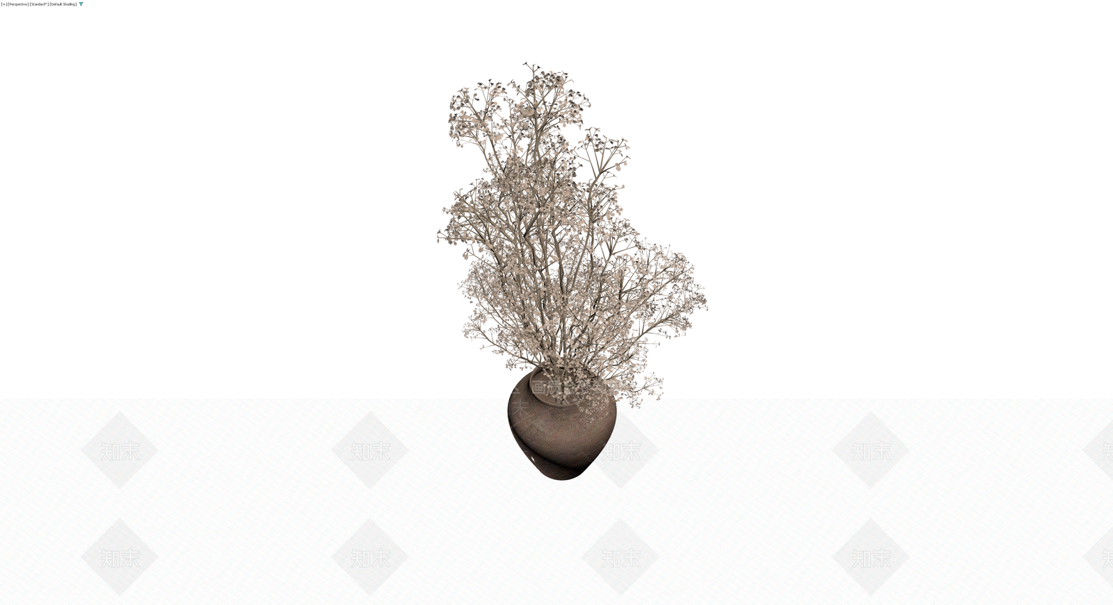 陶罐插干花盆栽3D模型下载【ID:1229856315】