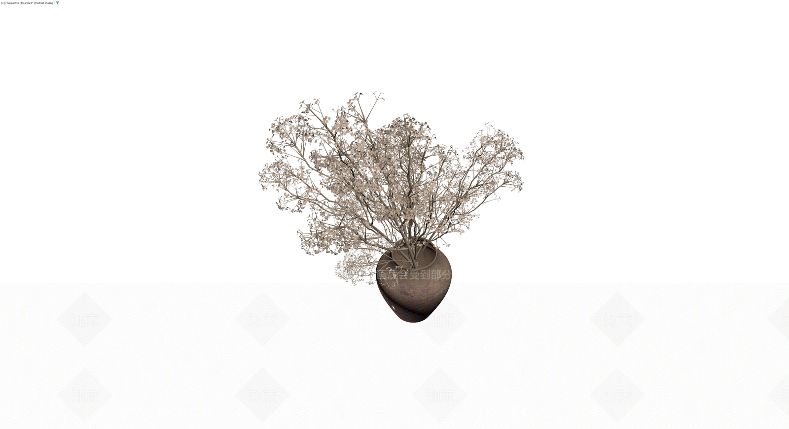 陶罐插干花盆栽3D模型下载【ID:1229856315】