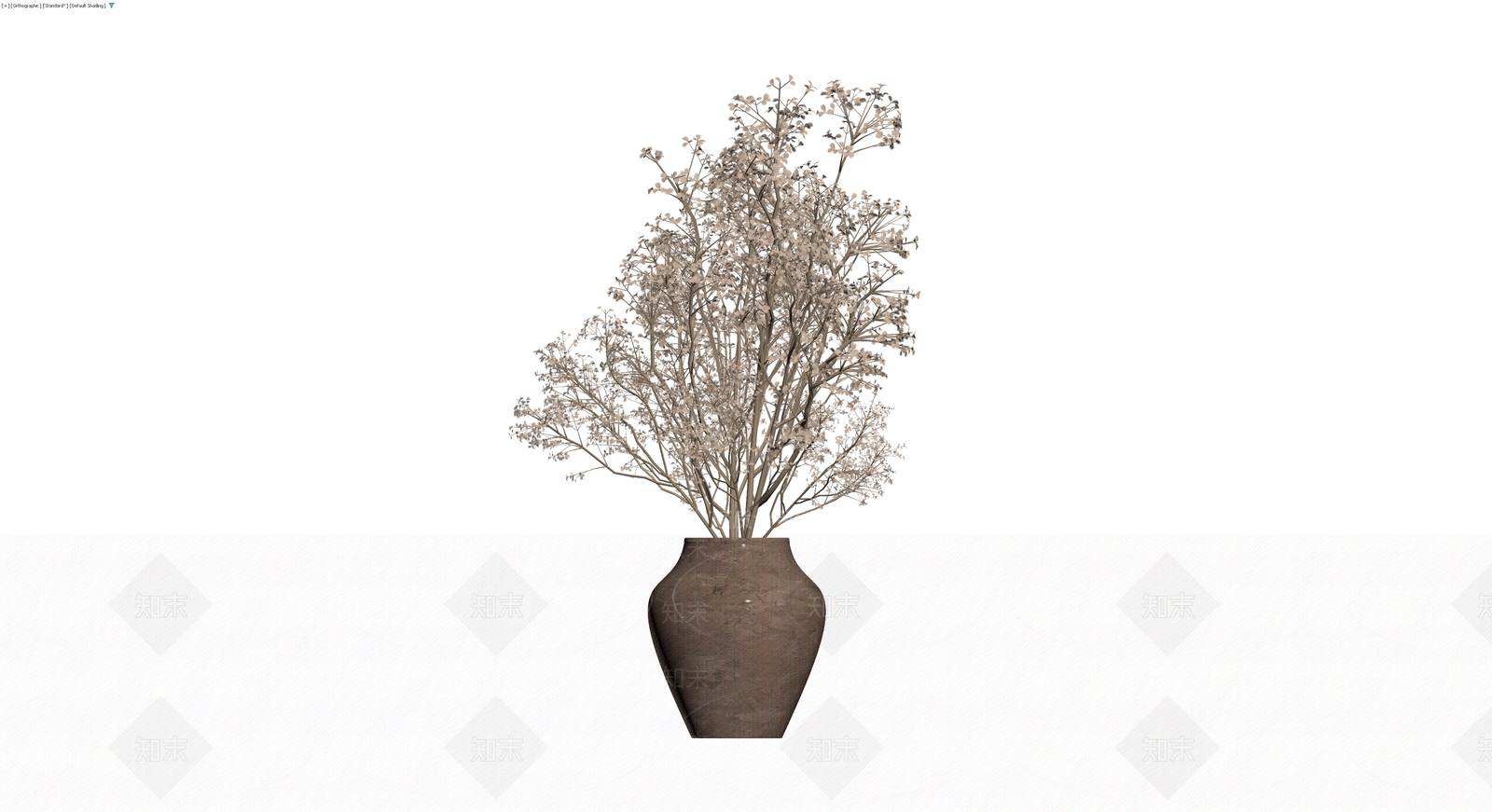 陶罐插干花盆栽3D模型下载【ID:1229856315】