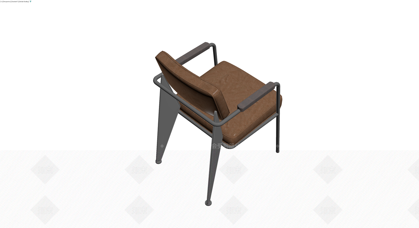 现代金属框架皮质扶手椅3D模型下载【ID:1230145548】