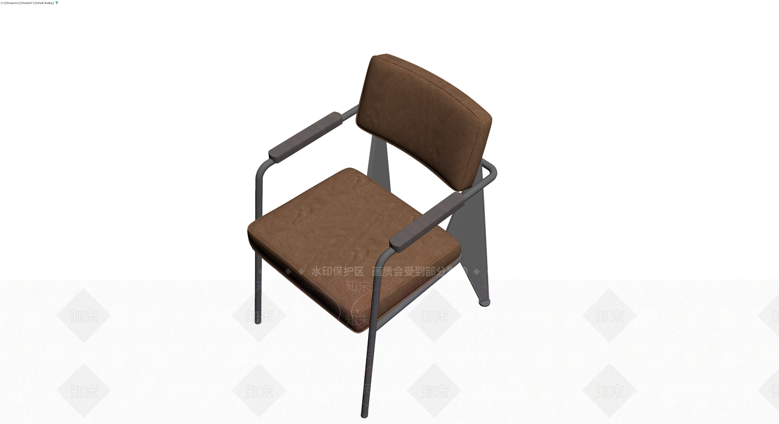 现代金属框架皮质扶手椅3D模型下载【ID:1230145548】