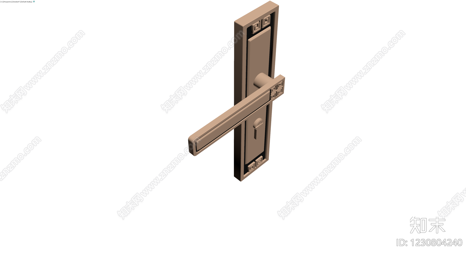 中式风格门锁门把手组件3D模型下载【ID:1230804240】
