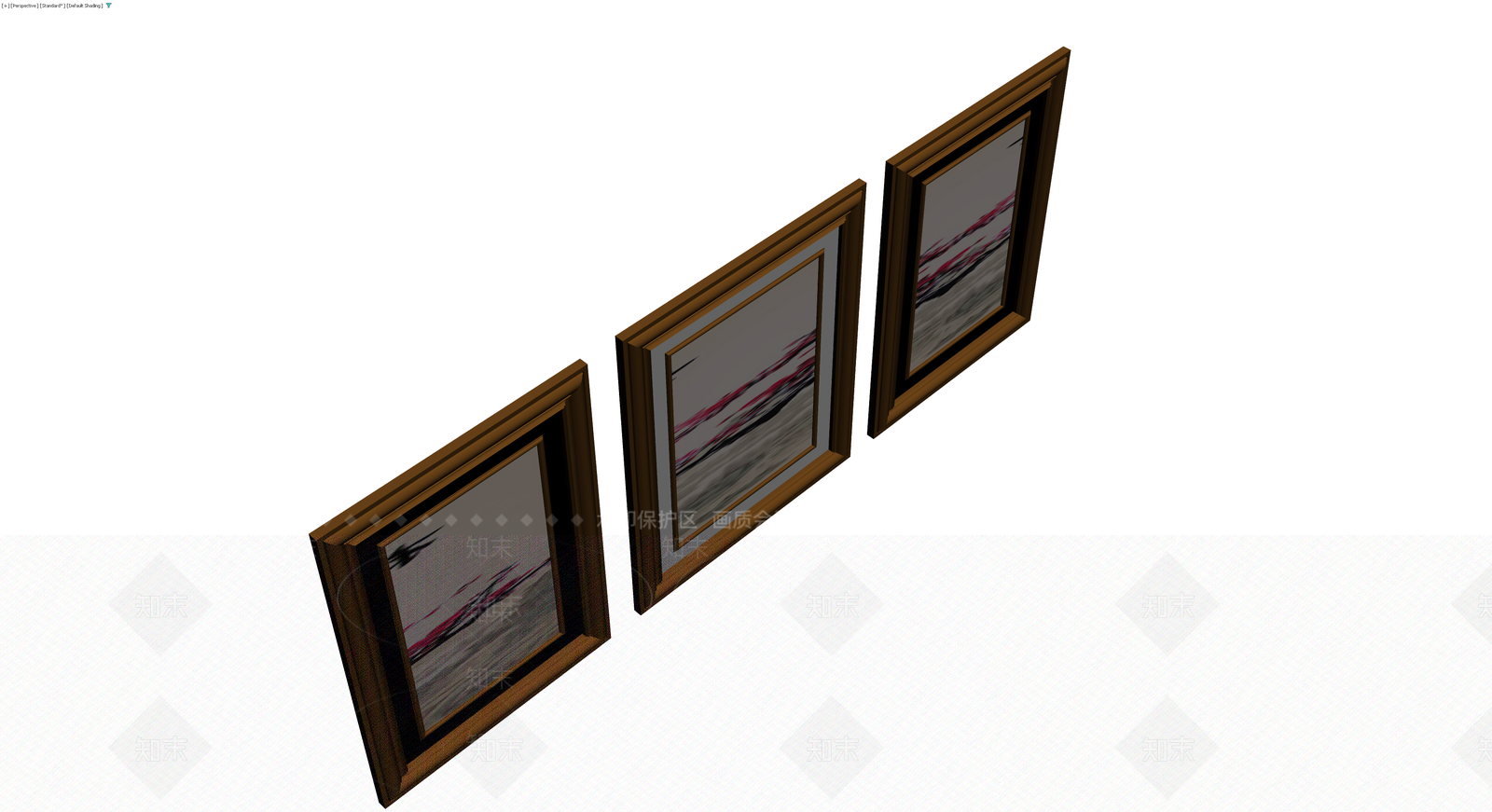 三联水墨风格装饰画3D模型下载【ID:1229865346】