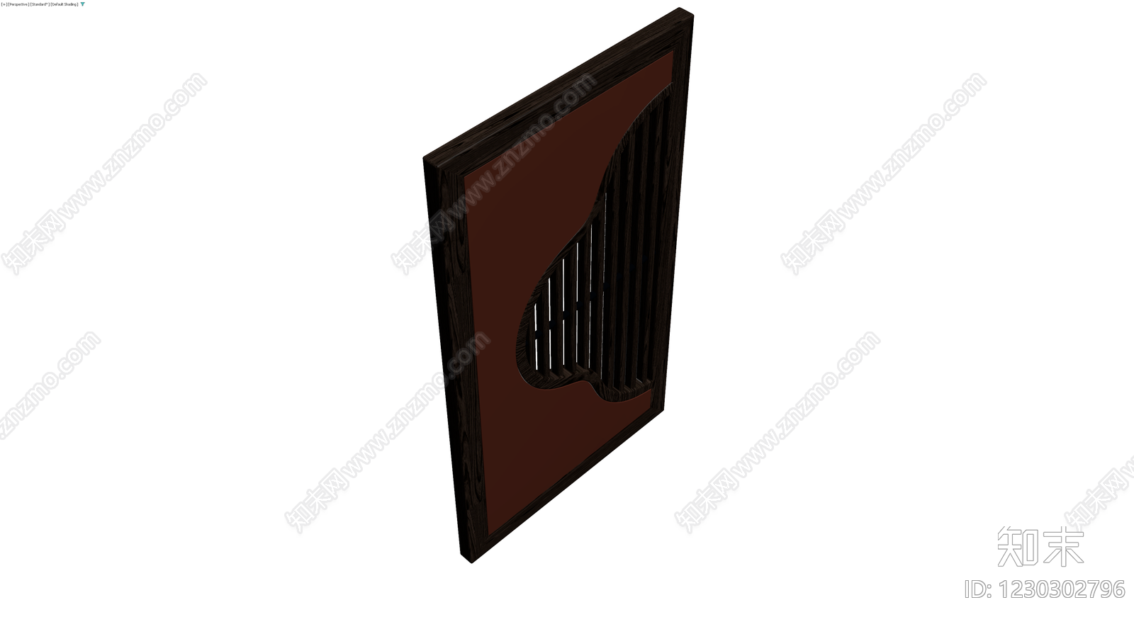 深色木质镂空装饰屏风3D模型下载【ID:1230302796】