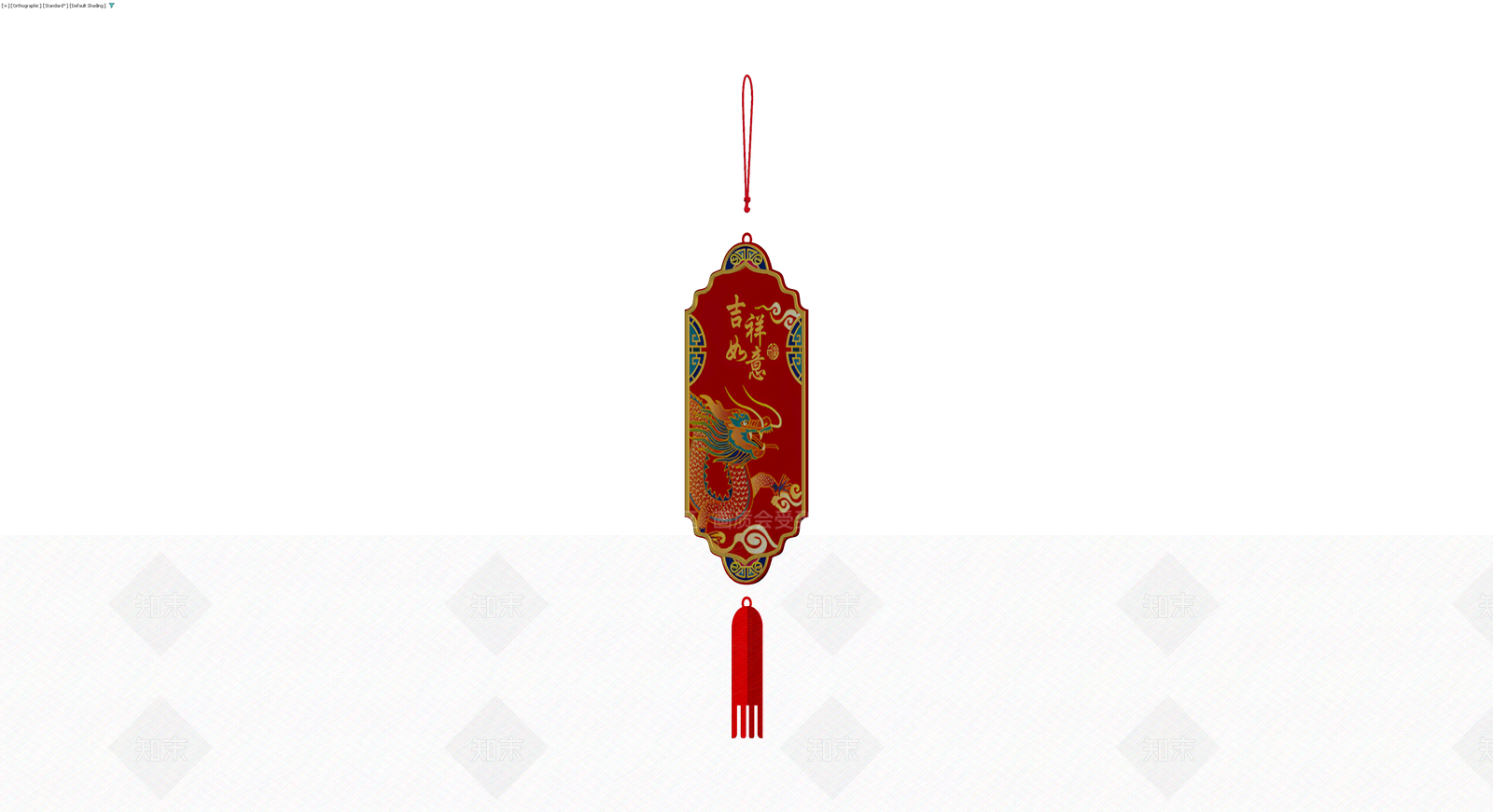 红色龙纹吉祥挂饰3D模型下载【ID:1230589769】