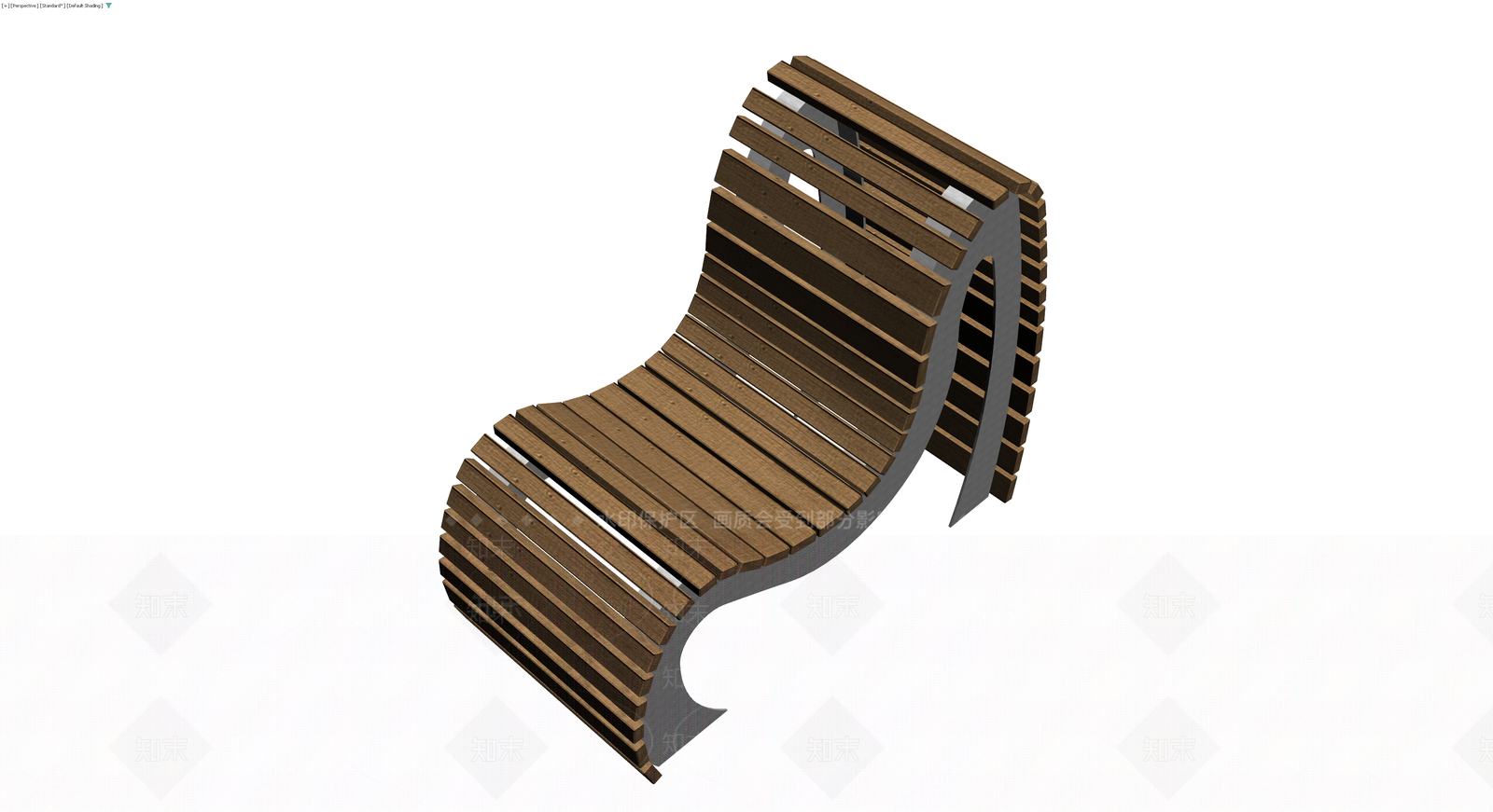 弧形木质条板长椅3D模型下载【ID:1230725226】