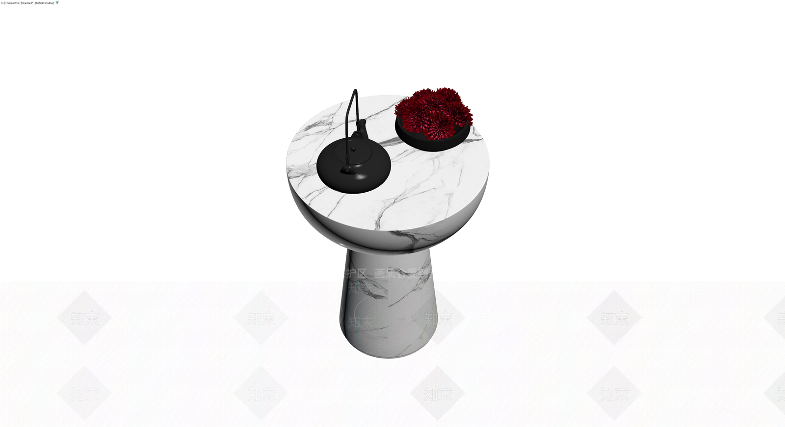 大理石边几组合（带茶具花艺）3D模型下载【ID:1230102919】