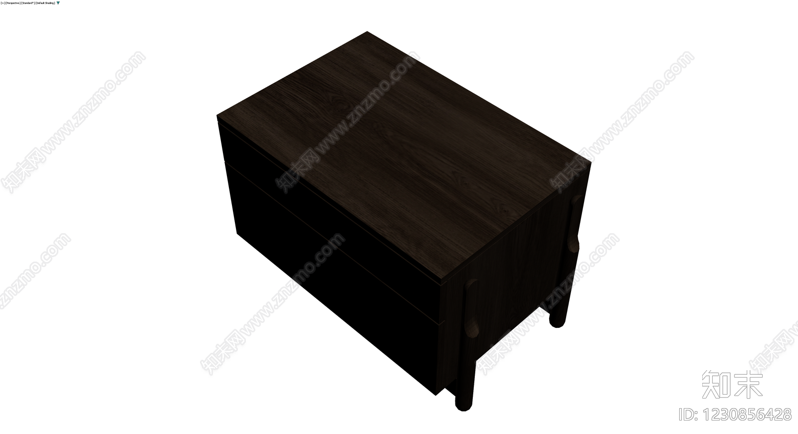 深色木纹双抽屉柜3D模型下载【ID:1230856428】